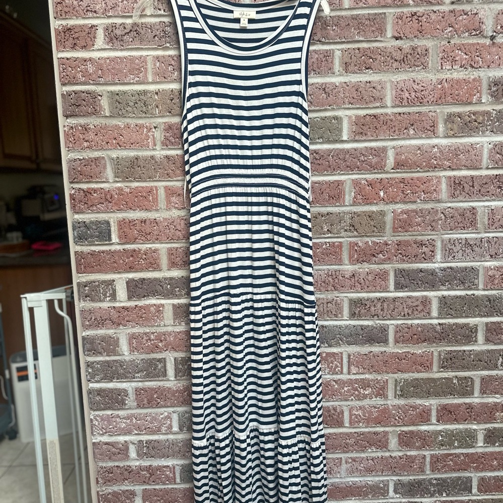Style & Co. Navy and White Striped Maxi Dress